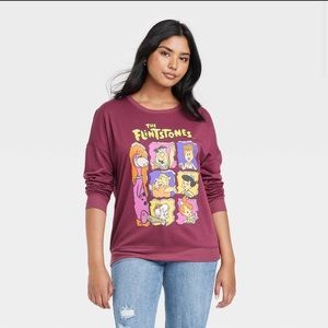 Flintstones Women’s Burgundy Crewneck Sweatshirt Size S